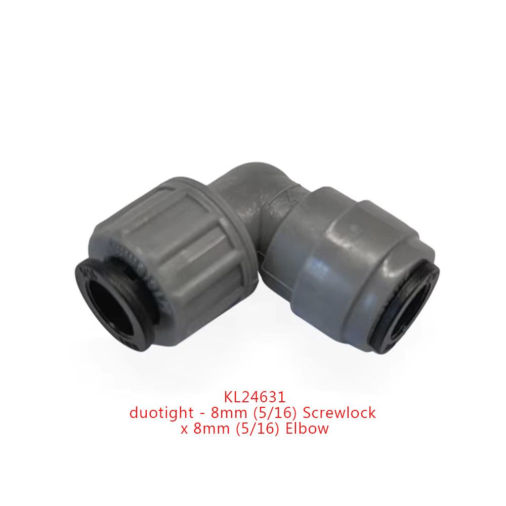 KegLand Barware Duotight - 8/6.35mmx8mm Screwlock  Elbow Push In Joint Fittings Quick Connector