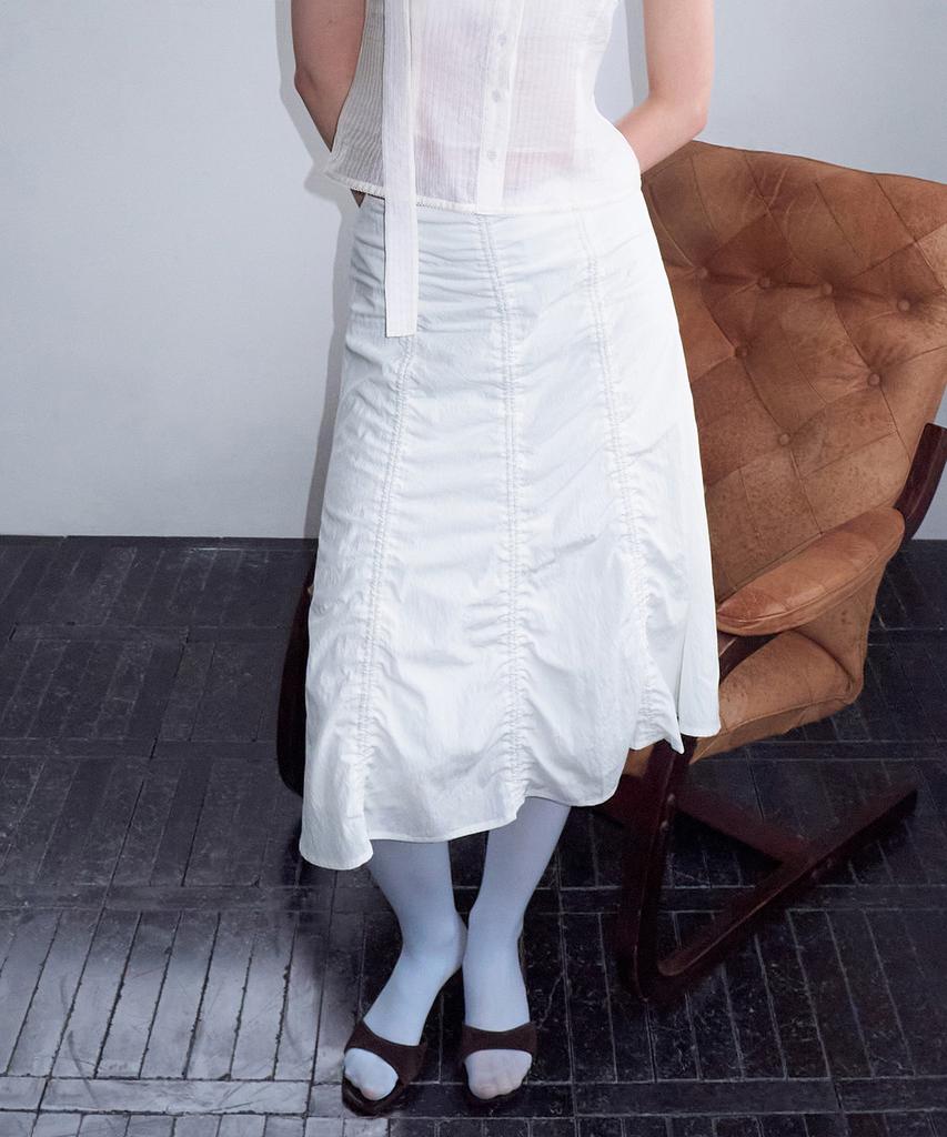 ROLAROLA Shirring Midi Skirt White