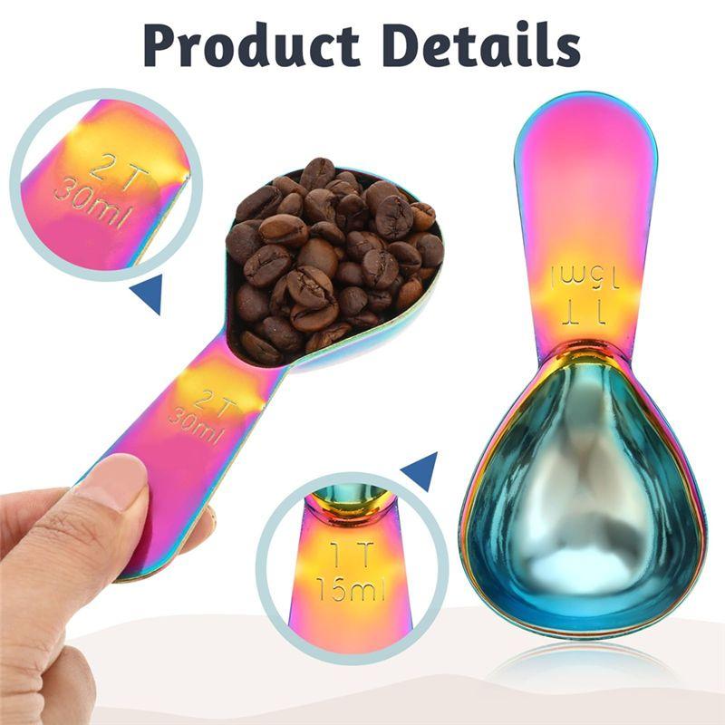 AEE4-15Ml And 30Ml Stainless Steel Coffee Spoon Set, Small Spoon For Coffee Pot, Measuring Spoon For Ground Coffee,