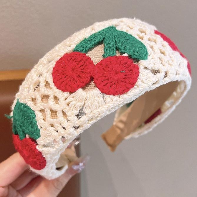 

Daisy Cherry Knitted Wide Brim High Skull Headband - Women s Hair Accessory