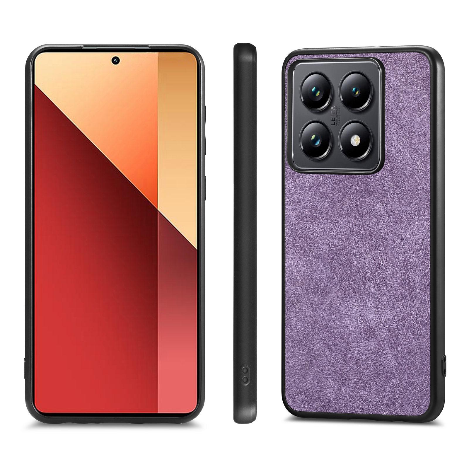 

For Xiaomi 14T Case Shockproof Slim Retro Leather Phone Back Cover Black