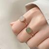 Minimalist Square Sugar Resin Open Ring Faux Jade Adjustable Statement Gift for Women Birthday Fashion Jewelry