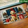 Rectangular Doormat 1pc, Christmas Dog And Gifts, Welcome Doormat, Non Slip Easy To Clean Entrance Rug, Perfect for Kitchen/ Bathroom/ Porch/ Living R
