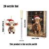 2D Hochlandrind Acryl Ornamente für Fenster Auto Spiegel, 24 Stück Niedliche Tier Anhänger für Kinder Weihnachten Adventskalender Blindbox