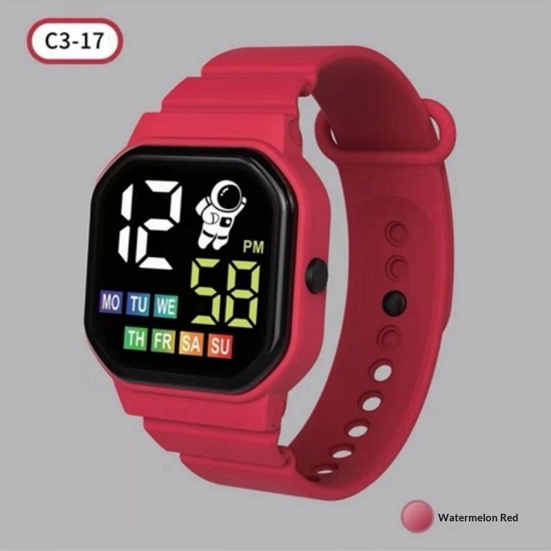 Electronic Watch Hollow Week Digital Sports Student LED Electronic Watch Couple Hollow Color Screen Watch Week Square Electronic Watch