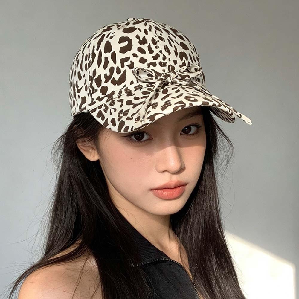 Sunscreen Y2K Peaked Hat Sunshade American Style Casquette Leopard Print Bow Baseball Cap Men
