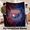 Lyon FC Personalized Flannel Blanket Custom Name Text Soft Throw Blanket Home Decor