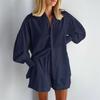 Women's Clothing, Shirts, Jacquard, Bubble Sleeves, Tops, Shorts, Casual Suits