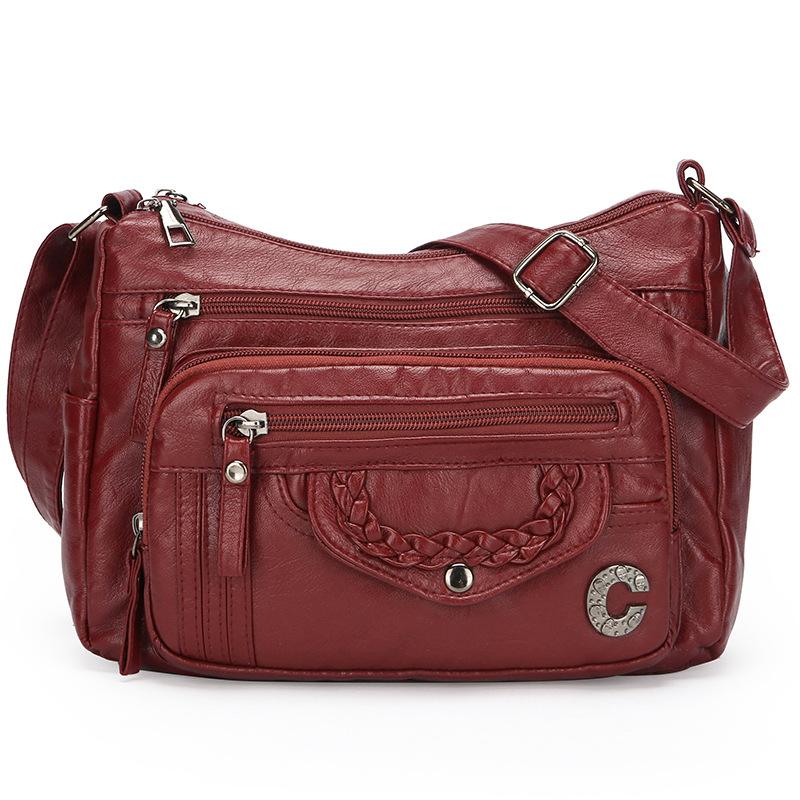 

Сумка для женщин среднего и пожилого возраста, сумка через плечо, мягкая кожаная сумка для мам, легкая сумка через плечо красный