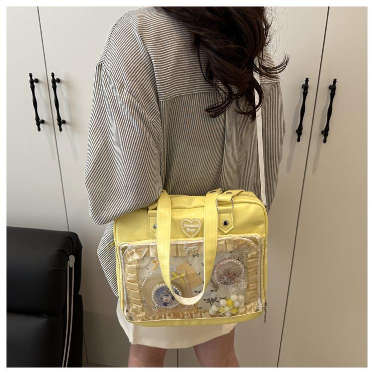 Soft Girl Transparent Ita Bag - Japanese Academy Style Crossbody with Pin Board for Dolls