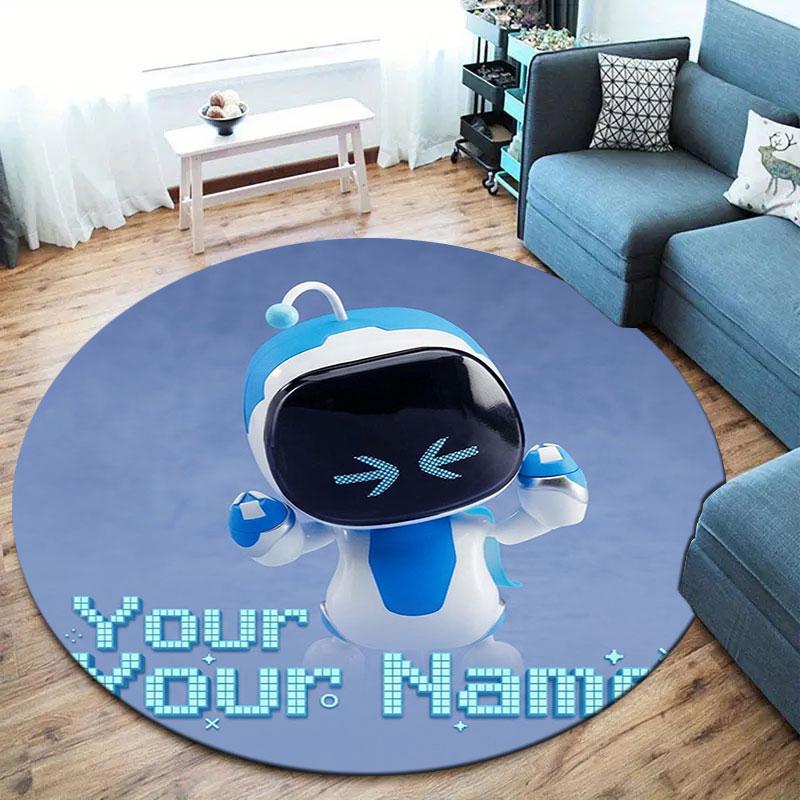ASTRO BOT Custom Name Round Area Rug,Carpet Rug for Living Room Bedroom Sofa Playroom Decor,Non-slip Floor Mat
