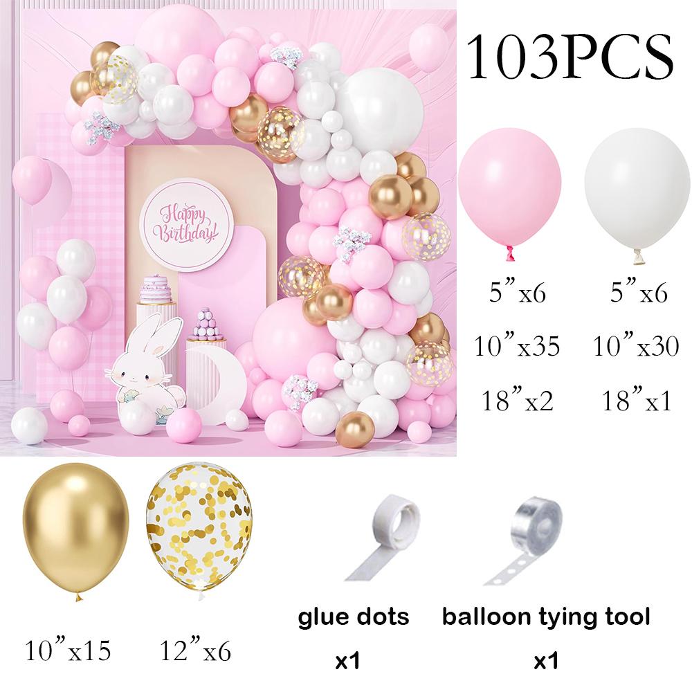 

Pastel Pink Balloons Garland White Gold Confetti Balloon Arch Kit Girl Birthday Party Baby Shower Wedding Anniversary Decoration AS Picture