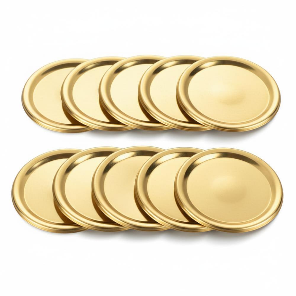 

Sealing Wide Mouth Kitchen & Dining Bottles Lid Mason Jar Lid Jar Caps Storage Bands Canning Lids 10PCS 70mm Gold Lids