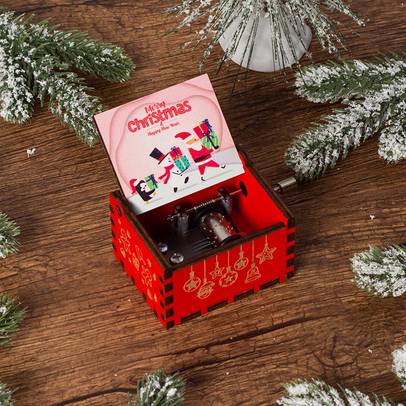Wooden Hand-Cranked Christmas Music Box Ornament