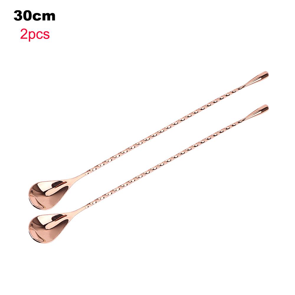 HILIFE 30/40cm Stainless Steel Stir Bar Spoon Mixing Ounces Cocktail Spoon Spiral Pattern Bartender Tools Teadrop Spoon Bar Tool