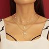 European and American Jewelry, Retro Cross Multi-layer Necklace Women, Fashionable and Simple Business Versatile Collarbone Chain