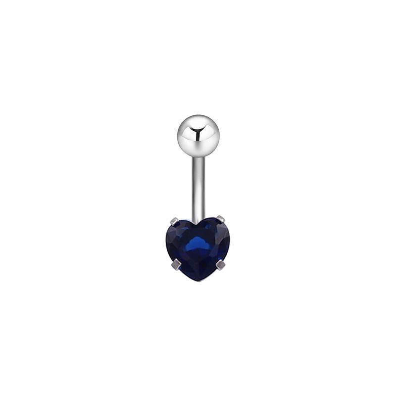 Round Double-Head Zirconia Stainless Steel Navel Ring
