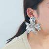 Luxurious Gold & Silver Alloy 3D Flower Earrings