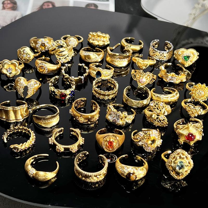 2026 Court Style Retro Heavy Industry Geometric Irregular Brushed Open Ring Women Ins Light Luxury Fashion Exquisite Index Finger Ring