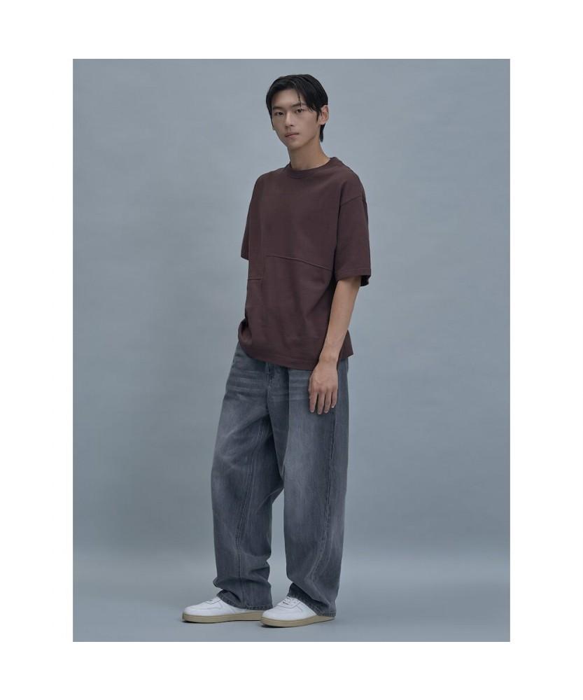 SHIFT.G Semi Wide Tapered Denim Pants Black