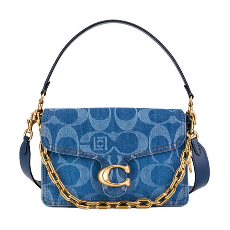

COACH CLOT Collaboration Tabby 26 Gold Hardware Fabric Tote Medium Women s Dark Indigo синій