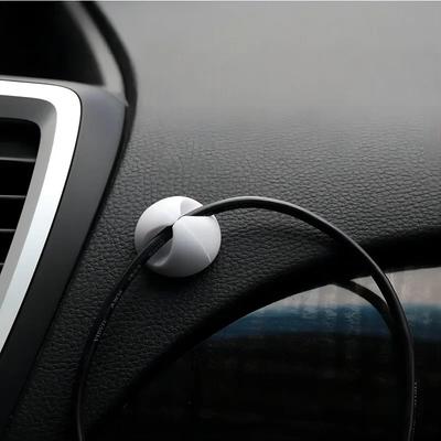6 unidades de organizador de cables USB para coche, soporte autoadhesivo para cables, abrazadera de silicona, clip de almacenamiento para coche, accesorios