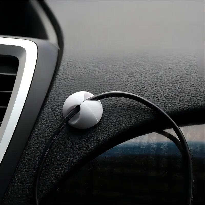 6PCS Car USB Cable Organizer Fixer Self-Adhesive Cable Bracket Cable Clamp Silicone Cable Tie Fixer Car Storage Clip Accessories