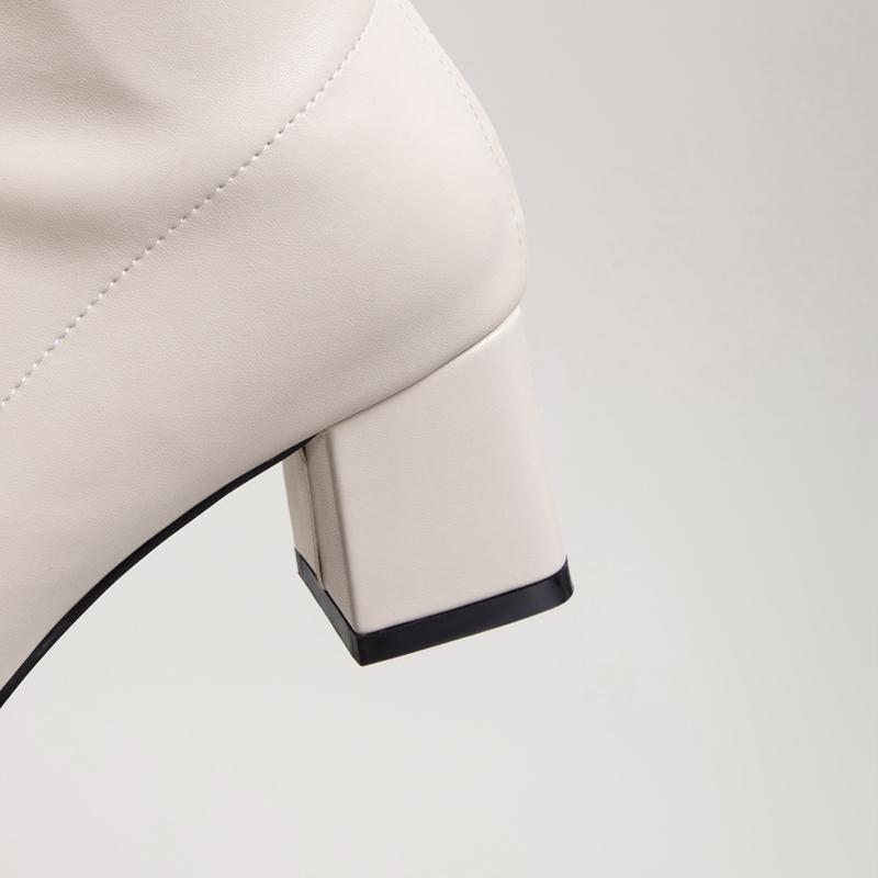 Fashion Women's New Autumn and Winter Square Toe High Heels with Knee Zipper Plus Large Tube Knight Motorcycle Boots and Riding Boots