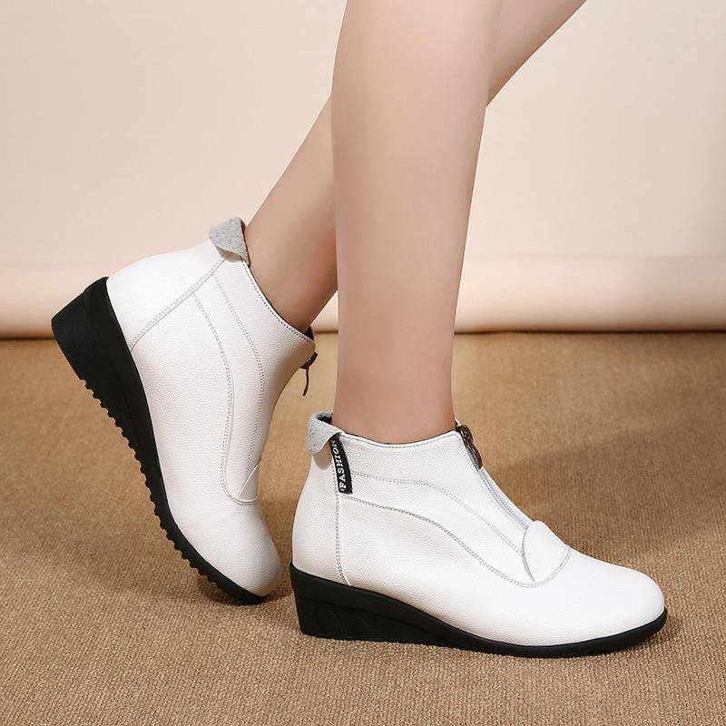Spring Autumn Boots Women's Boots Wedge Heels Shoes Women Casual Shoes Zip Women's Shoes