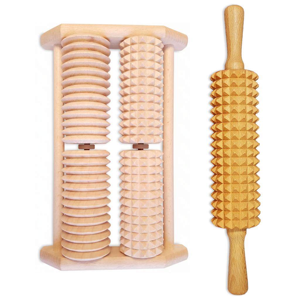 Wooden 2-in-1 SET MASSAGER FOR BODY MASSAGE MADEROTHERAPY CELLULITE GIFT
