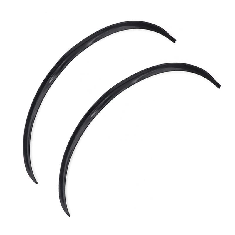 2/4pcs Universal Fiber Car Truck Body Kit Trim Fender Flare Rubber Wheel Eyebrow Anti-scratch Strip Lip Stickers Black/