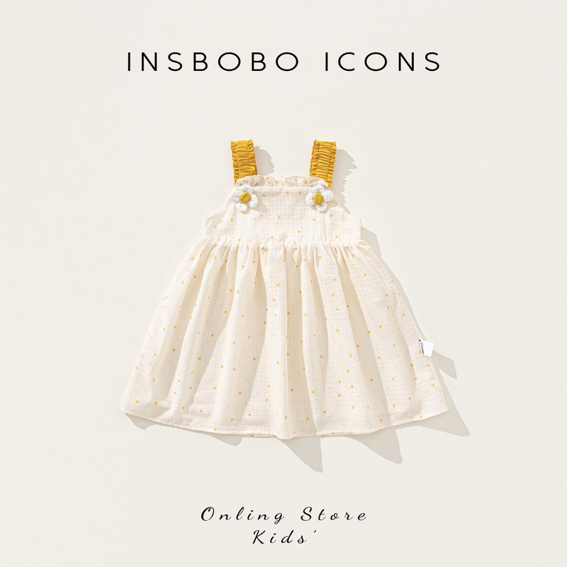 Insbobo Girls  Dress 2026 Summer New Style Children s Dress Girl s Suspender Dress Baby Summer Fashion Dress Yellow 140