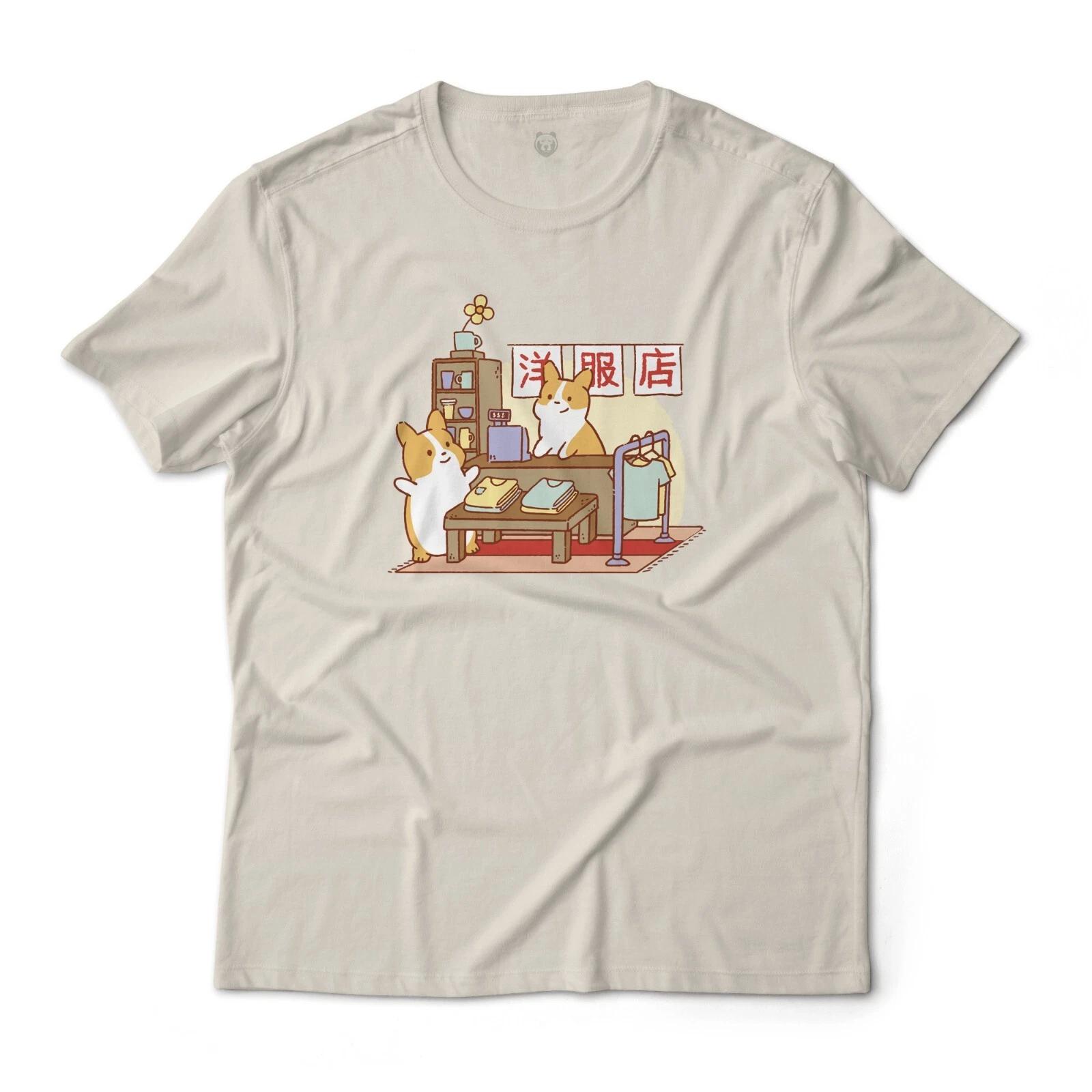 Cute Corgis In Japanese Merch Store Art Graphic T-T-Shirt Unisex 100% Cotton Tee M