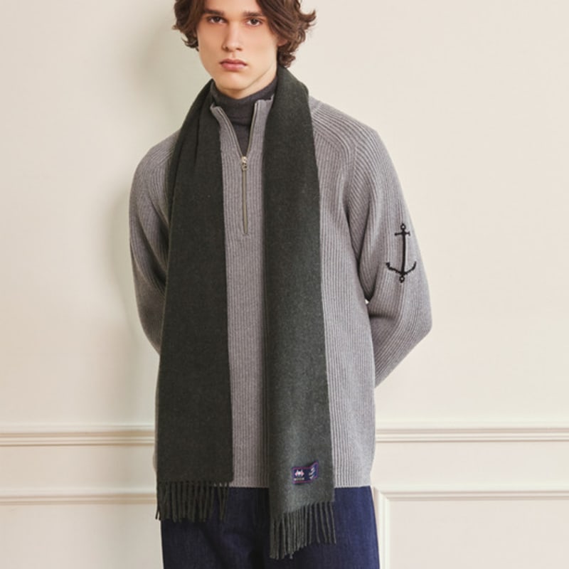 ABRAHAM MOON Merino Wool Muffler 25cm - Dark Moss