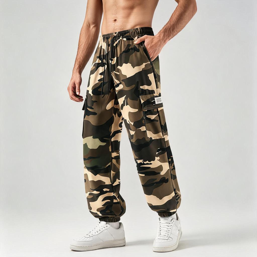 Men's Cargo Jogger Pants Lightweight Outdoor Workwear Multi Pocket Utility Tapered Bottom Casual Trousers for Summer Sports