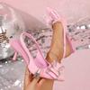 Mode Schleife Spitzschuh Damen High Heels Sandalen Kleid Elegante Schuhe Mode Stilettos Pumps Frau Hausschuhe 2025 Sommer Weiblich Zapatos