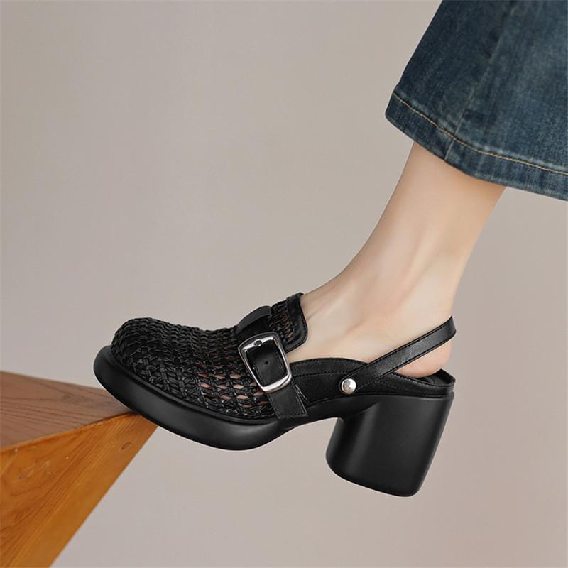 Fashion New Summer Sandals Cover Toe Sandals for Women High Heels Slippers Fashion Hollow Out Slippers Two Ways To Wear Platform Sandals