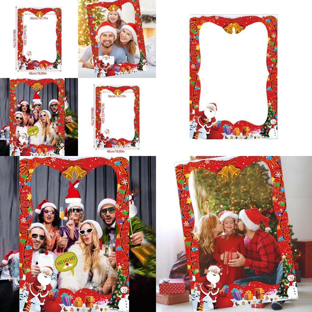 Rekwizyty do fotobudki na przyjęcie bożonarodzeniowe z papierową ramką dla dorosłych i dzieci, świąteczny wystrój