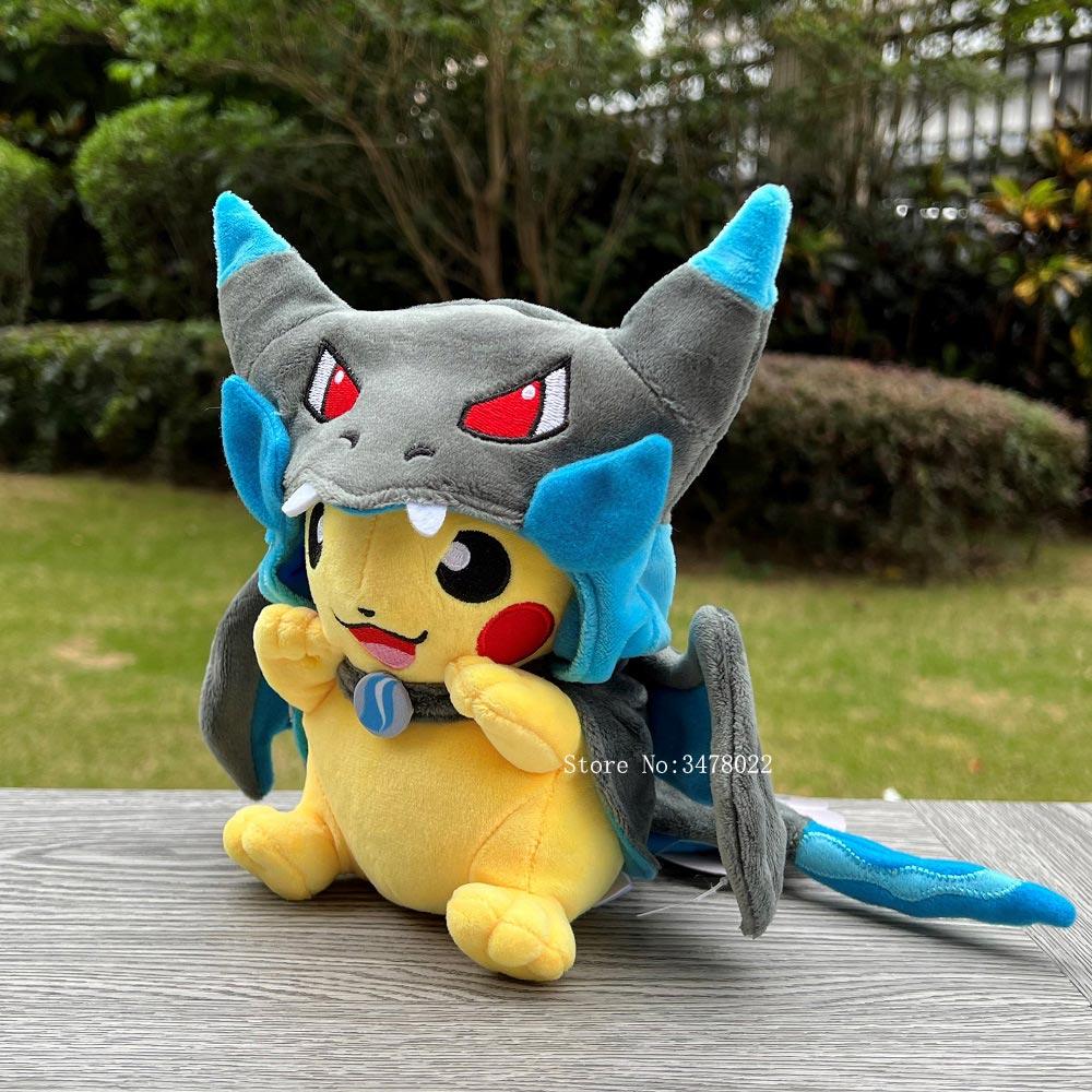 4 Styles Cosplay Plush Mega Shiny Charizard XY Pikachu Cloak Stuffed Toy Cartoon Soft Doll