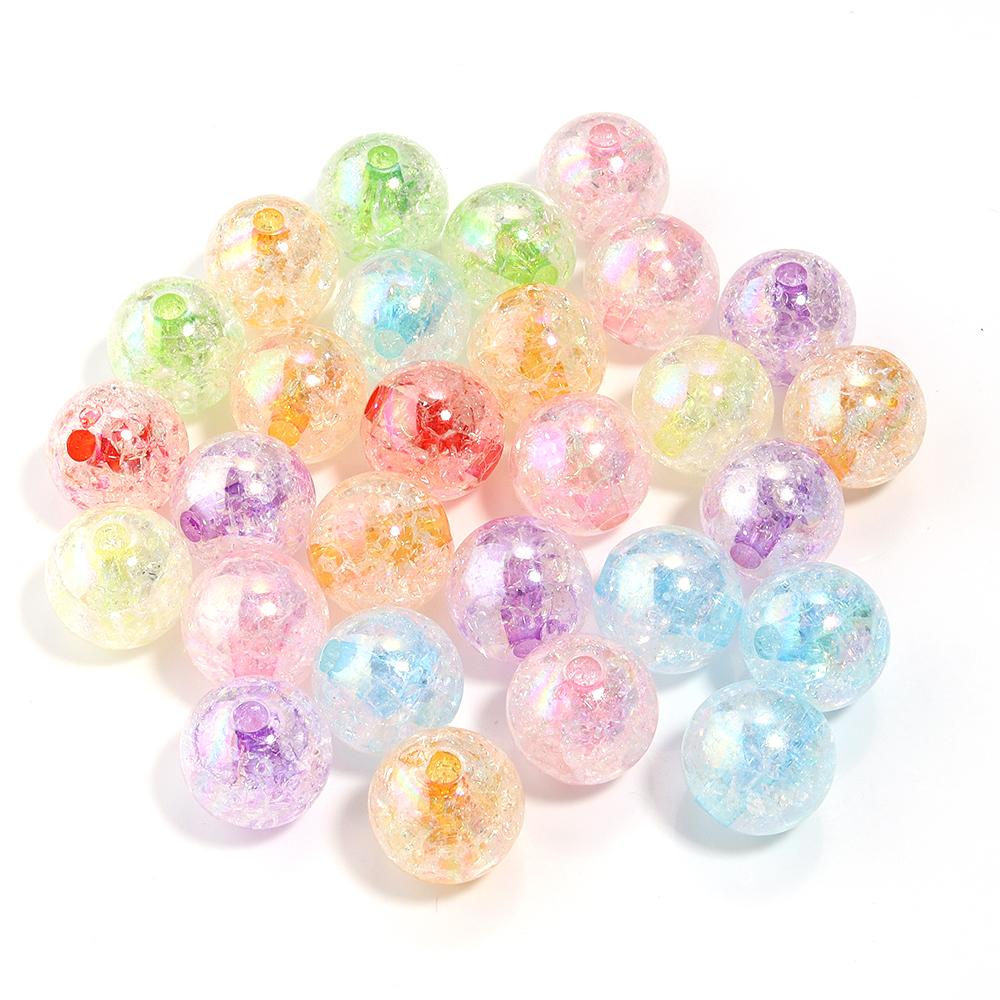 10-100pcs 8 10 12 14 18 20mm Acrylic Cracked Beads Candy Color Round Loose Beads For Jewelry Making DIY Bracelets Accessories