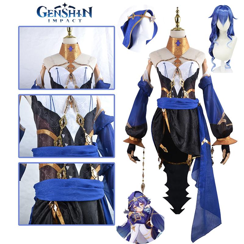 Layla Impact Genshin Cosplay Costume Wig Shoes Adult Halloween Carnival Party