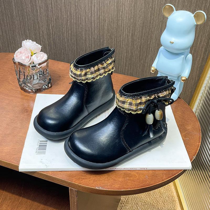 Children s Short Boots Winter Children s British Martin Boots Soft Sole Boots Children s Beaded Princess Boots size 33, inner length 21.3cm