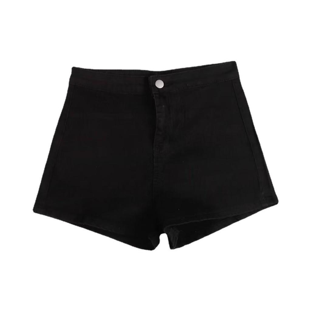 High Waist Denim Shorts Women Summer Stretch Black Slim Fit Casual For Teen Girls