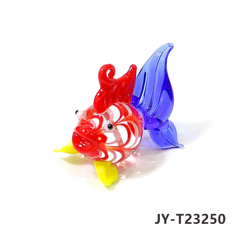 2PCS Custom Cute Goldfish Mini Figurines Glass Pendant Aquarium Decoration Supplies Colorful Tropical Fish Tiny Statue Ornaments