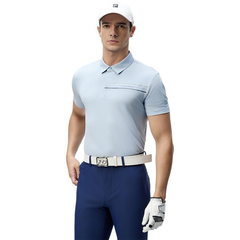 FILA Golf Series Casual Fashion Comfortable Simple Short Sleeve Polo Shirt Men tops Blue A11M445104F-LB