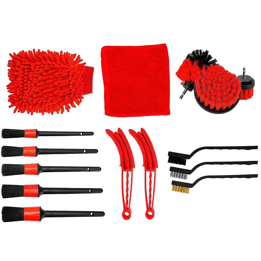 16Pcs Car Detailing Electric Drill Brush Wheels Engine Internal Long Handle Car Electric Dril Brush Tire Wheel Rim Cleaning