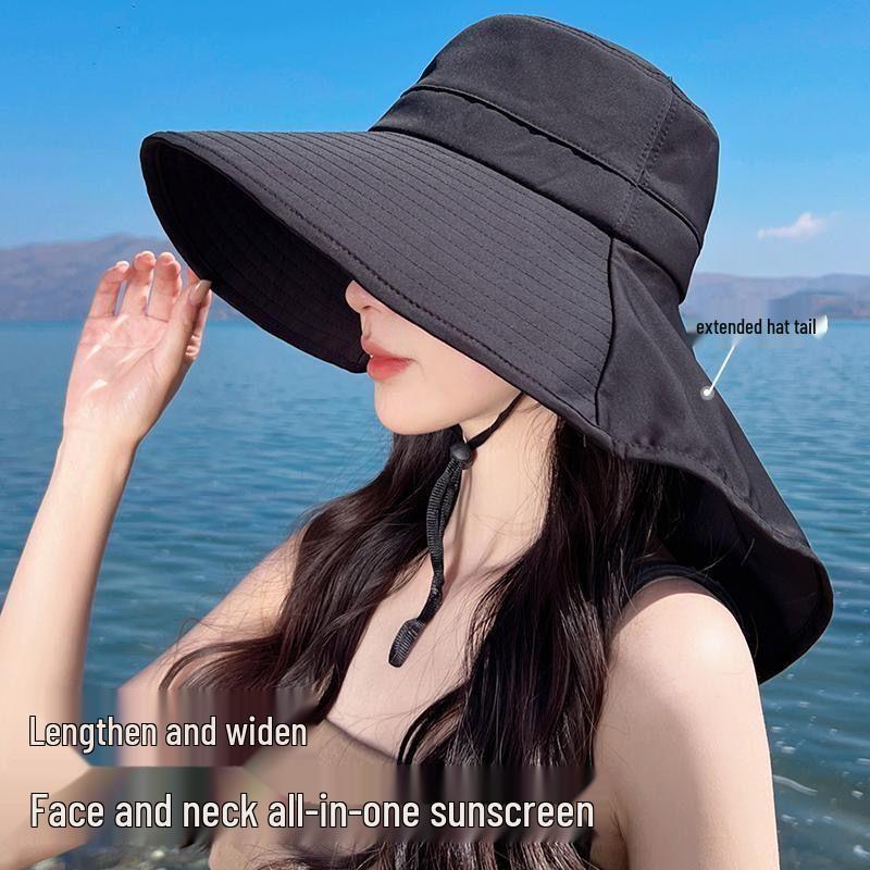 Womens' Travel Beach Shawl & Sun Hat Combo – Large Brim, Face Covering, UV Protection, New Style for Sunshade & Cycling