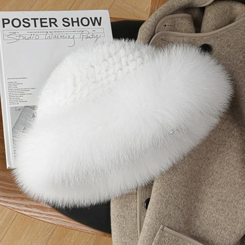 Mink Hair Hat Warm Korean Version Trendy Fashion Autumn and Winter Mink Braided with Fox Fur Fur Hat Women