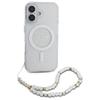 Guess Guhmp16Mhgcrelst Iphone 16 Plus6.7 Przeźroczysty/Transparent Hardcase Iml Glitter With Pearl Strap Magsafe