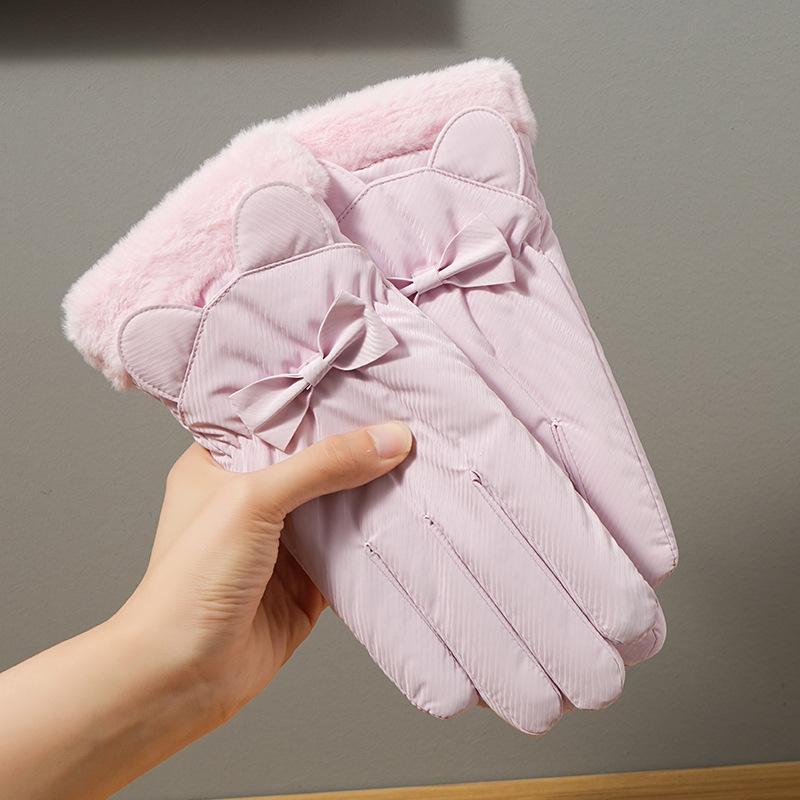 Utomhus Skidhandskar Vattenavvisande Kvinnliga Studenter I Björn Pekskärm Cykling Köldtåliga